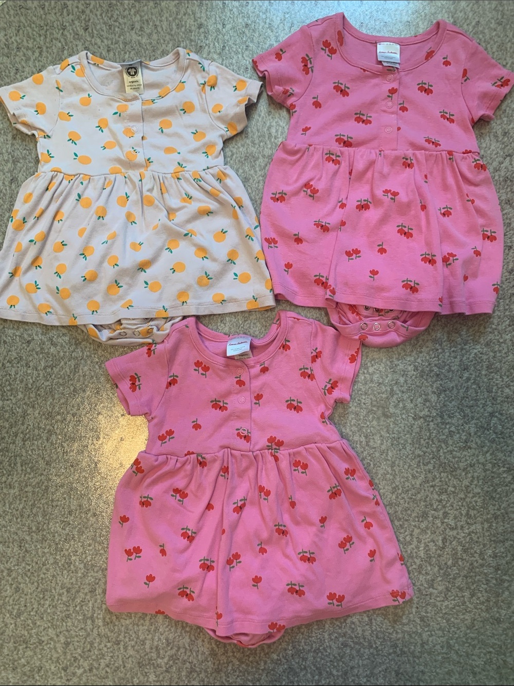 Hanna Andersson *Organic* onesies with skirt attached, 2 snaps settings to grow